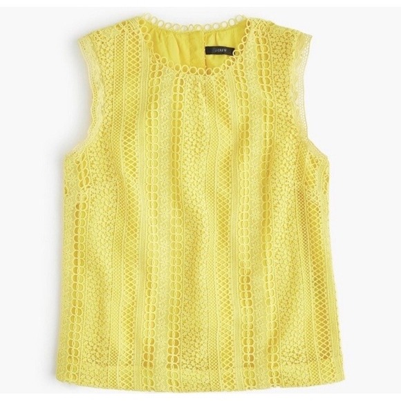 J. Crew Tops - J‎ CREW Womens Size 00 Sleeveless Lined Lace Yellow Lace Crochet Tank Top Blouse